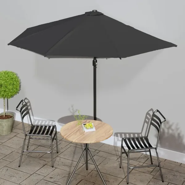 Parasol de balcon avec mât en aluminium Noir 300x155x223cm Demi