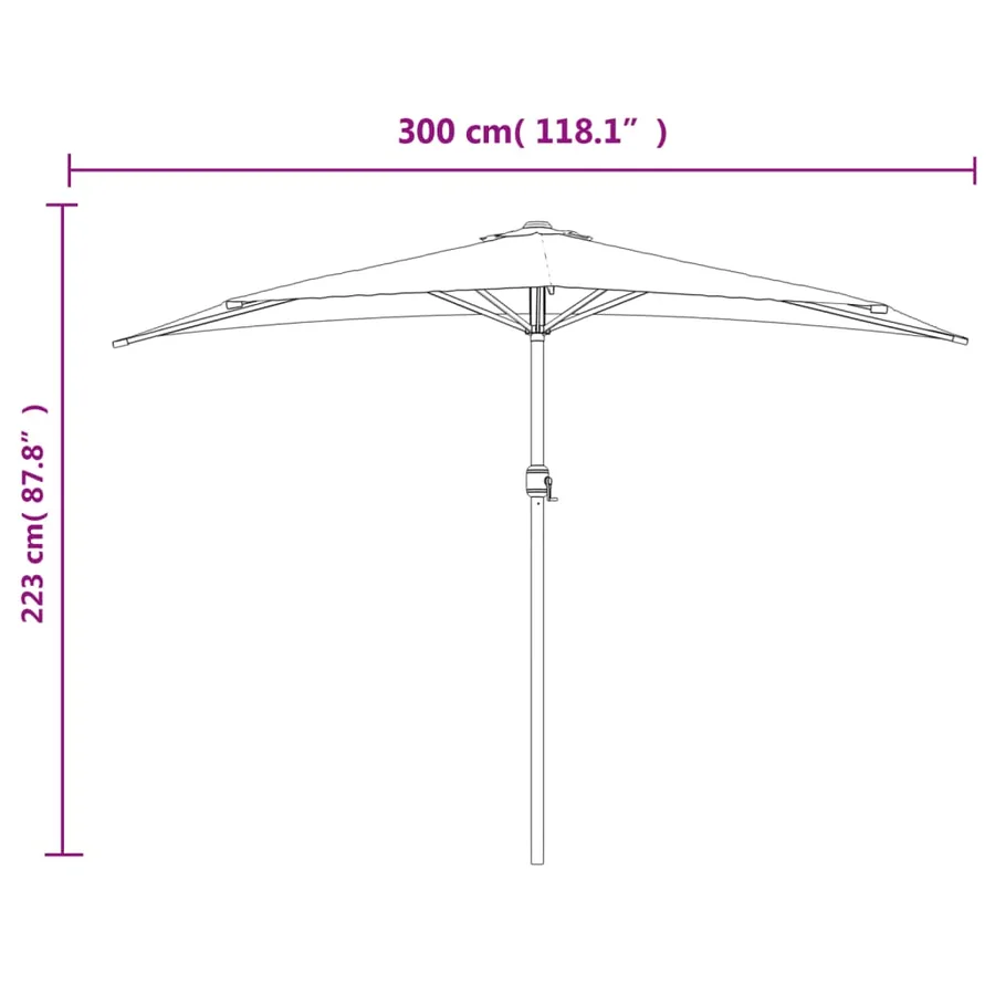 Parasol de balcon avec mât en aluminium Noir 300x155x223cm Demi - 9