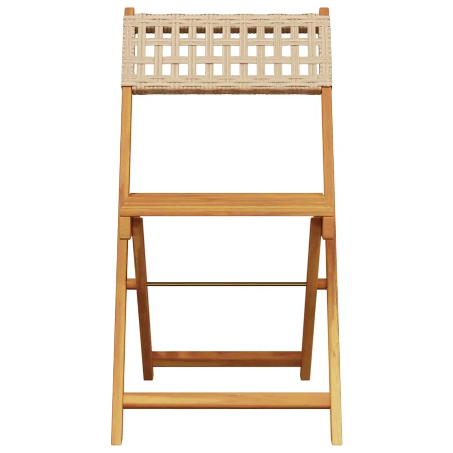 Chaises de jardin pliantes lot de 8 beige rotin et bois massif - 4