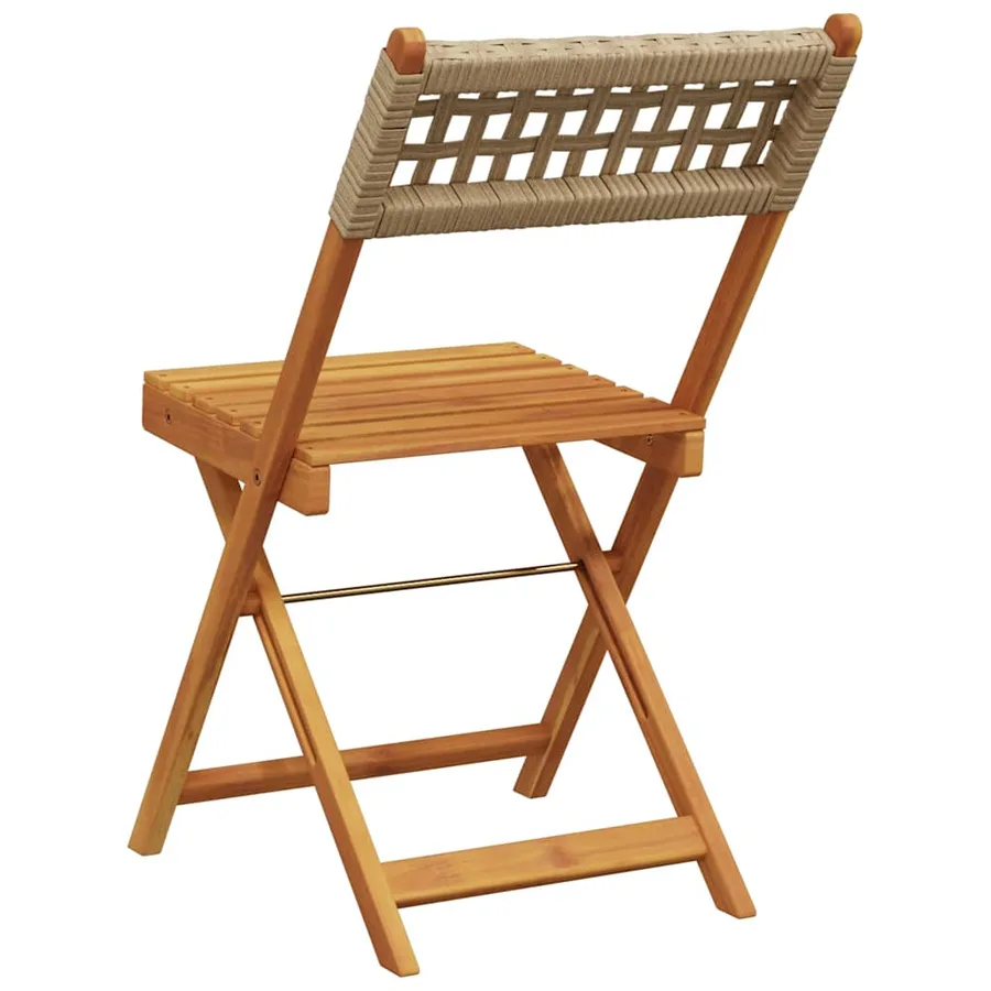 Chaises de jardin pliantes lot de 6 beige rotin et bois massif - 6