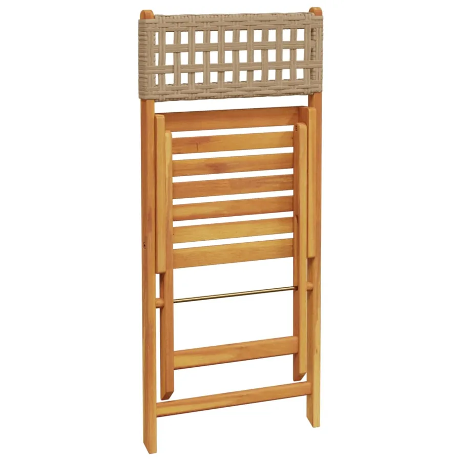 Chaises de jardin pliantes lot de 6 beige rotin et bois massif - 7