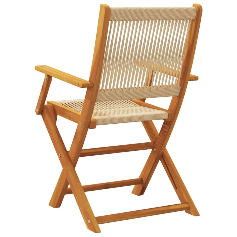 Chaises de jardin pliantes lot de 4 beige bois d'acacia massif - 6