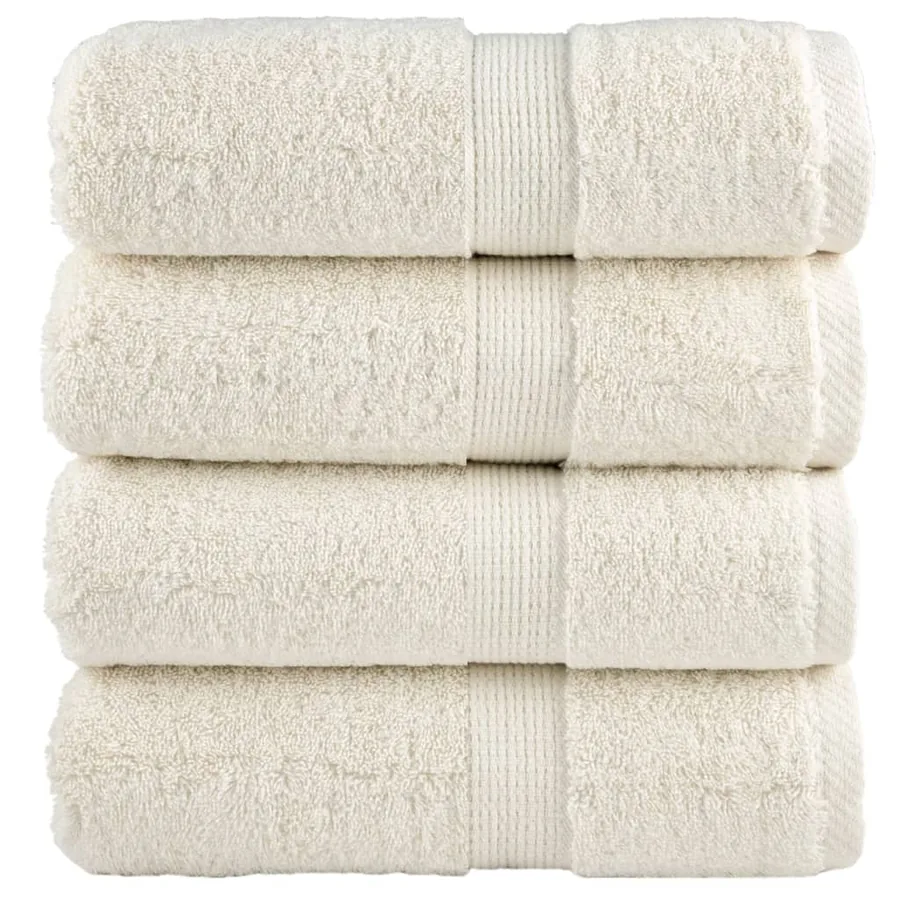 Serviettes de toilette premium SOLUND 4 pièces Crème 30 x 30 cm 600 g/m²