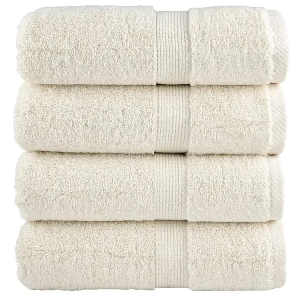 Serviettes de toilette premium SOLUND 4 pièces Crème 30 x 30 cm 600 g/m²