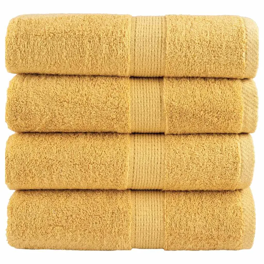 Serviettes de toilette premium SOLUND 4 pièces Or 30 x 30 cm 600 g/m²