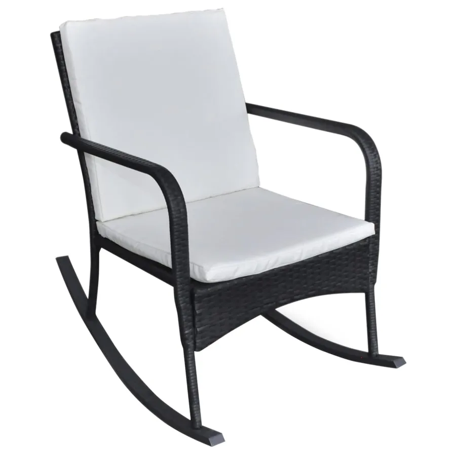 Chaise à bascule d'extérieur Noir Résine tressée - 2