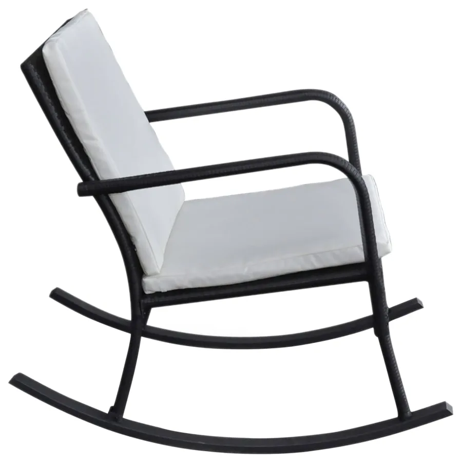 Chaise à bascule d'extérieur Noir Résine tressée - 3