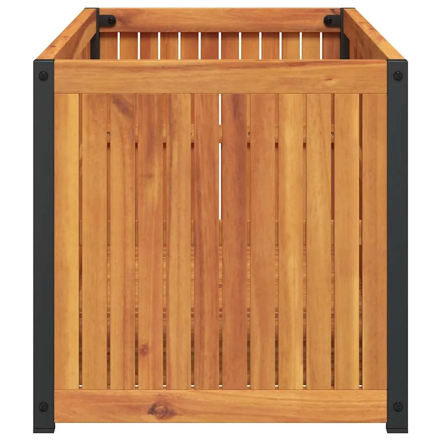 Jardinière 110x45x44 cm bois massif d'acacia et acier - 5