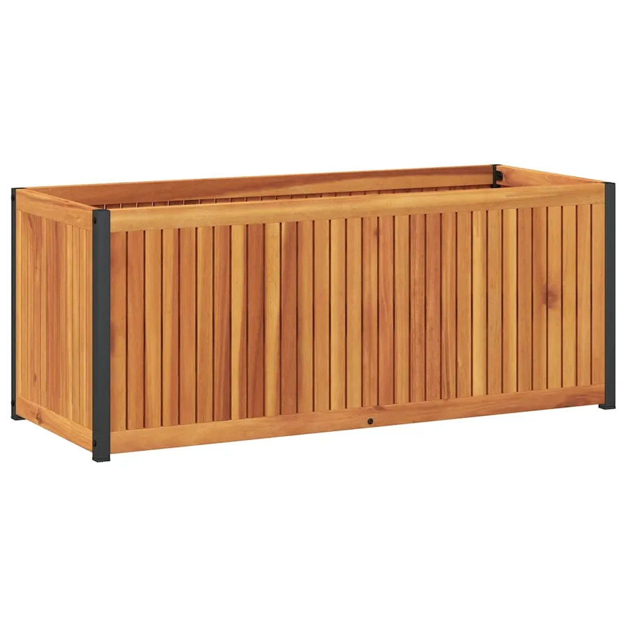 Jardinière 110x45x44 cm bois massif d'acacia et acier - 6
