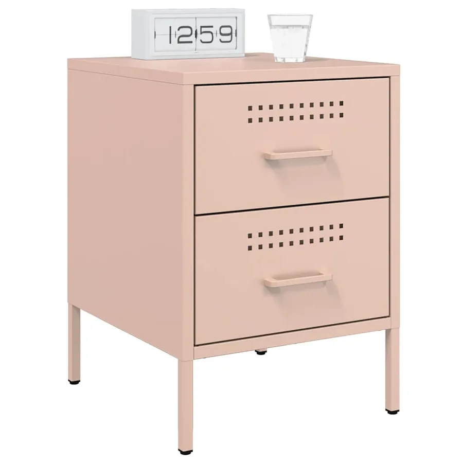 Tables de chevet 2 pcs rose 36x39x50,5 cm acier - 3