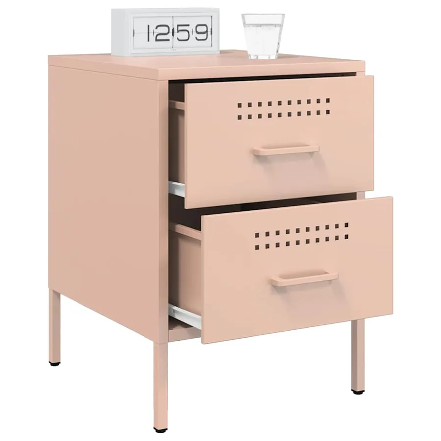 Tables de chevet 2 pcs rose 36x39x50,5 cm acier - 4