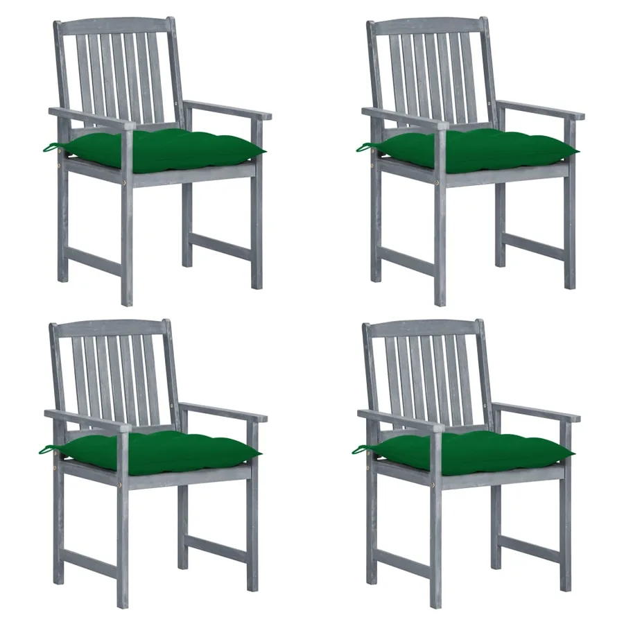 Chaises de jardin et coussins lot de 4 Gris Bois acacia massif