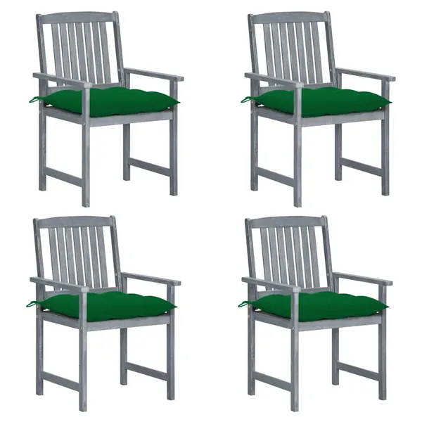 Chaises de jardin et coussins lot de 4 Gris Bois acacia massif