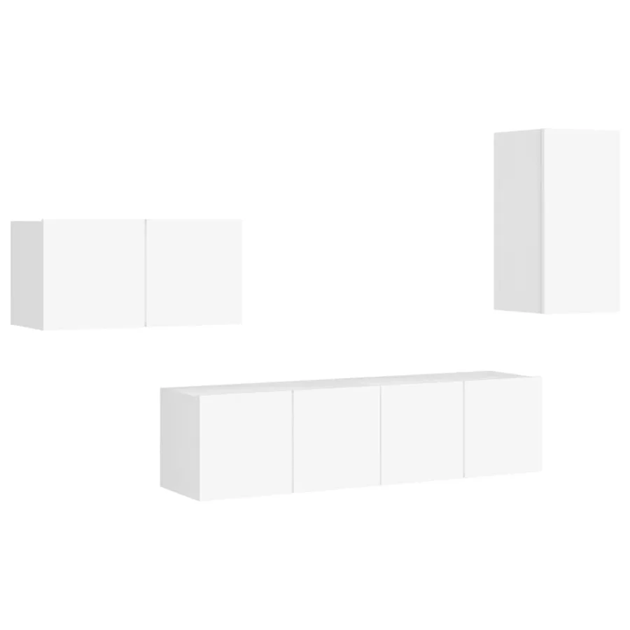 Ensemble de meubles TV 4 pcs Blanc Bois d'ingénierie - 2