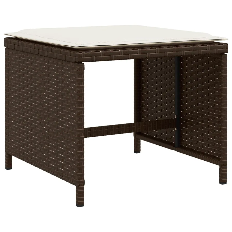 Tabourets de jardin avec coussins 4pcs marron 40x40x35 cm rotin - 3