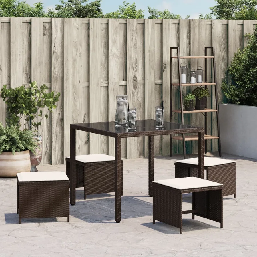 Tabourets de jardin avec coussins 4pcs marron 40x40x35 cm rotin - 4