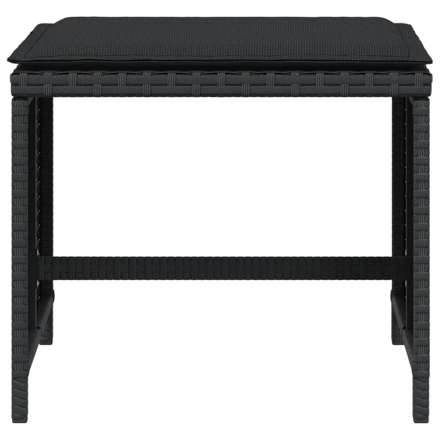 Tabourets de jardin avec coussins 4 pcs noir 40x40x35 cm rotin - 5