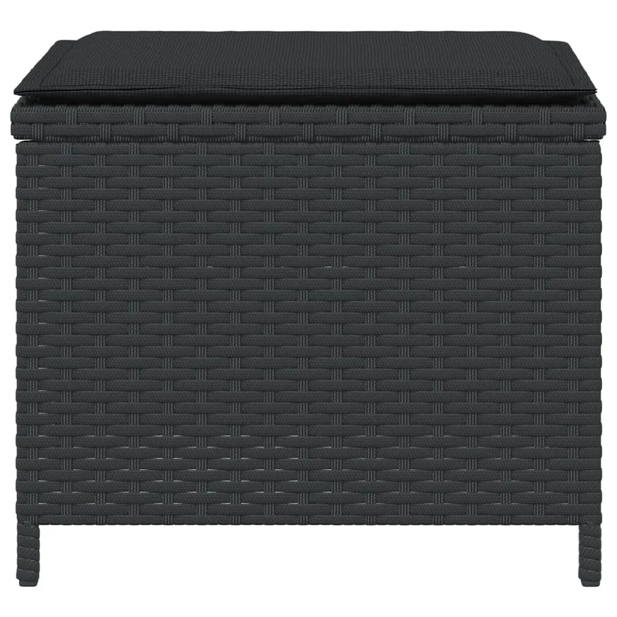 Tabourets de jardin avec coussins 4 pcs noir 40x40x35 cm rotin - 6
