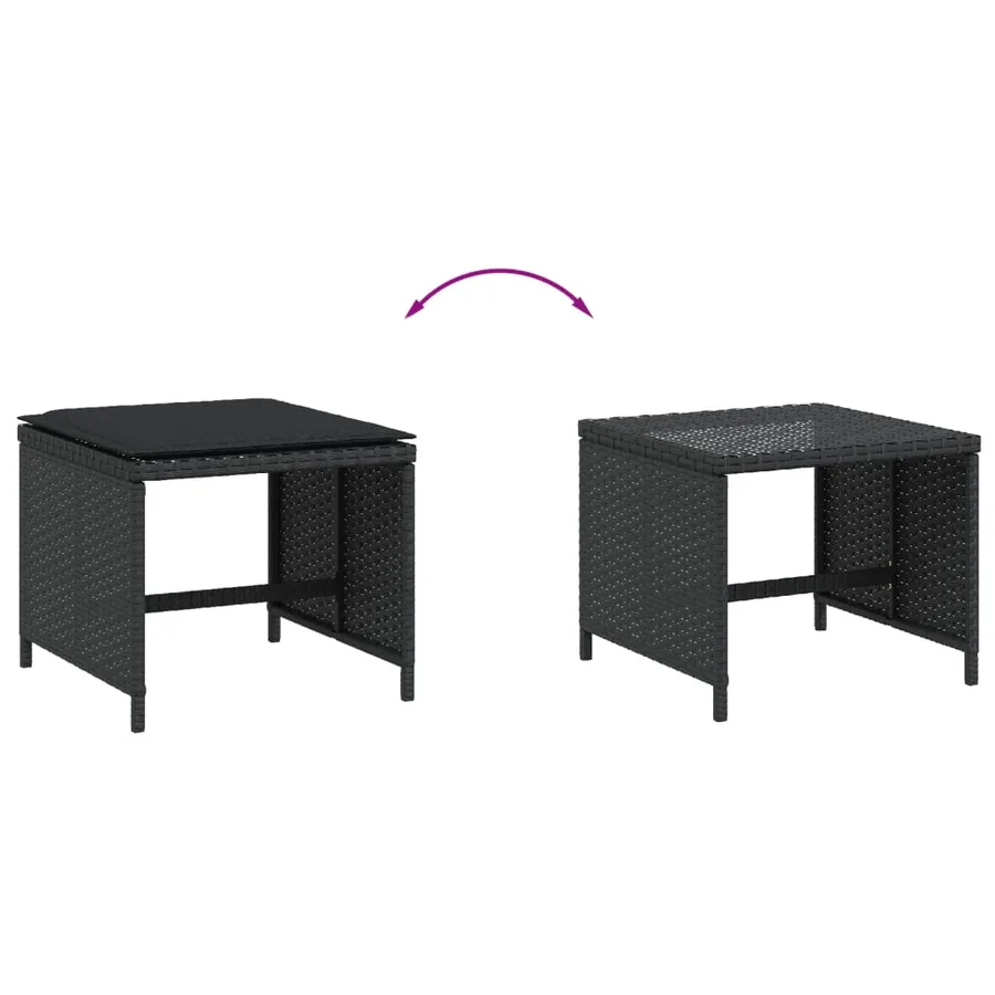 Tabourets de jardin avec coussins 4 pcs noir 40x40x35 cm rotin - 7