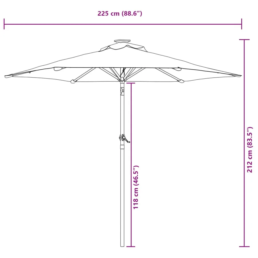 Parasol de jardin avec mât en acier anthracite 225x225x212 cm - 12