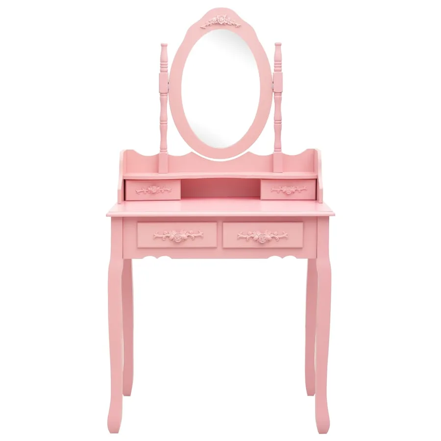 Ensemble de coiffeuse avec tabouret Rose 75x69x140 cm Paulownia - 3