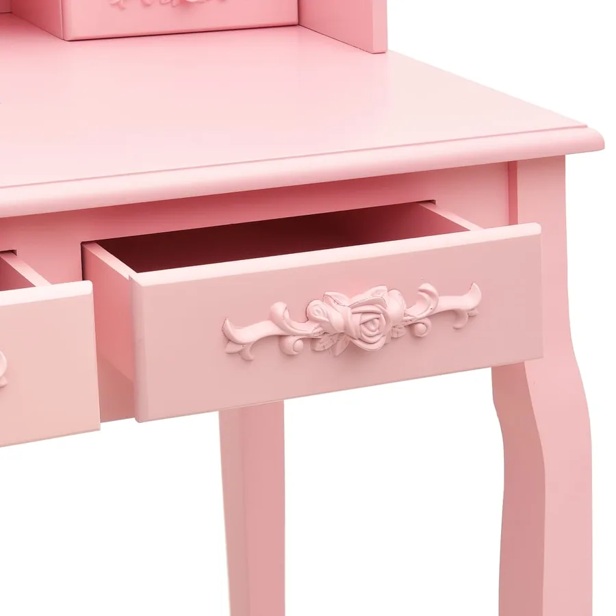Ensemble de coiffeuse avec tabouret Rose 75x69x140 cm Paulownia - 7
