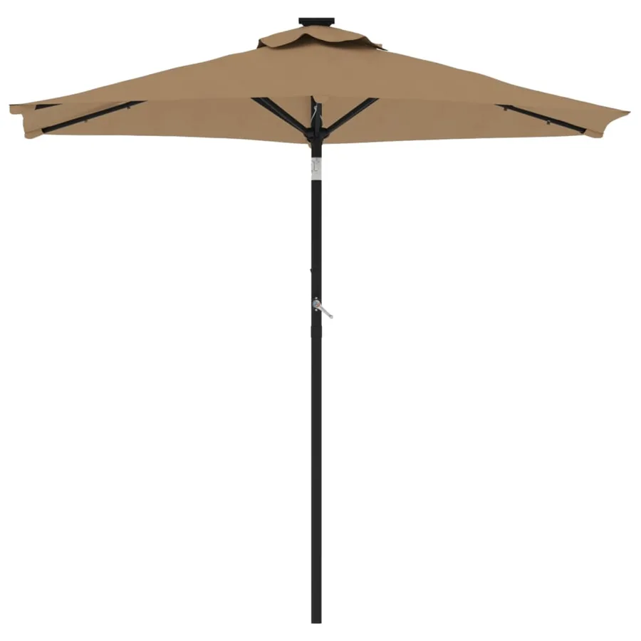 Parasol de jardin avec LED mât en acier taupe 225x225x212 cm - 4