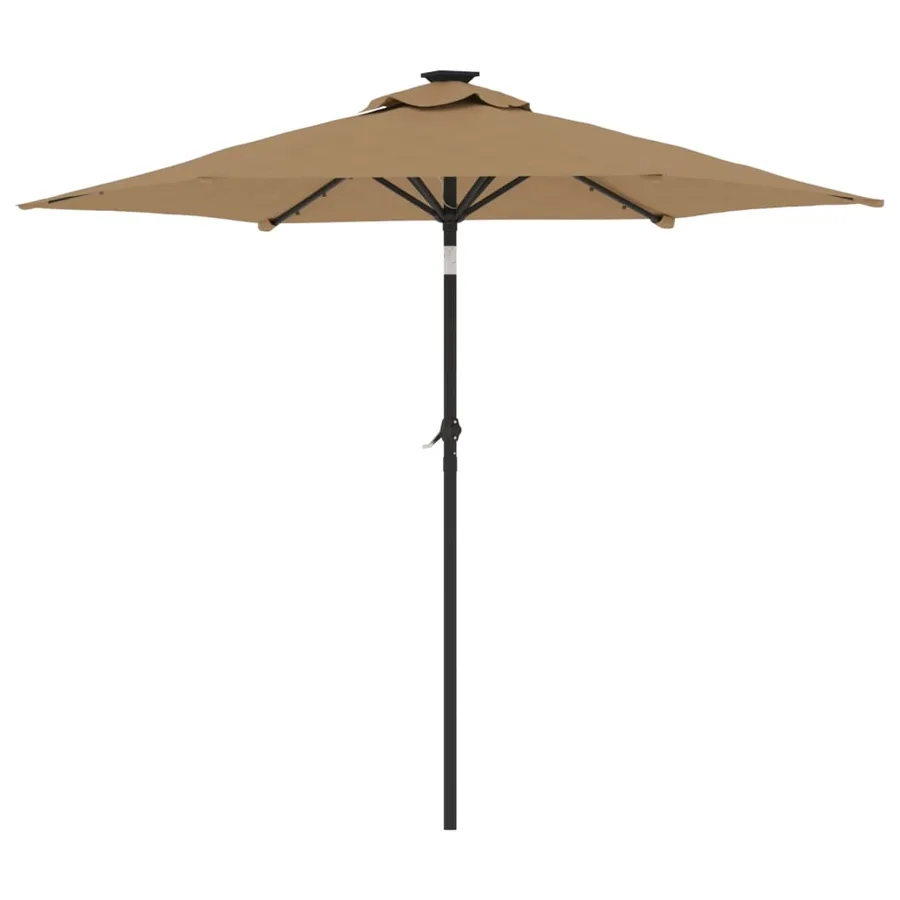 Parasol de jardin avec LED mât en acier taupe 225x225x212 cm - 6
