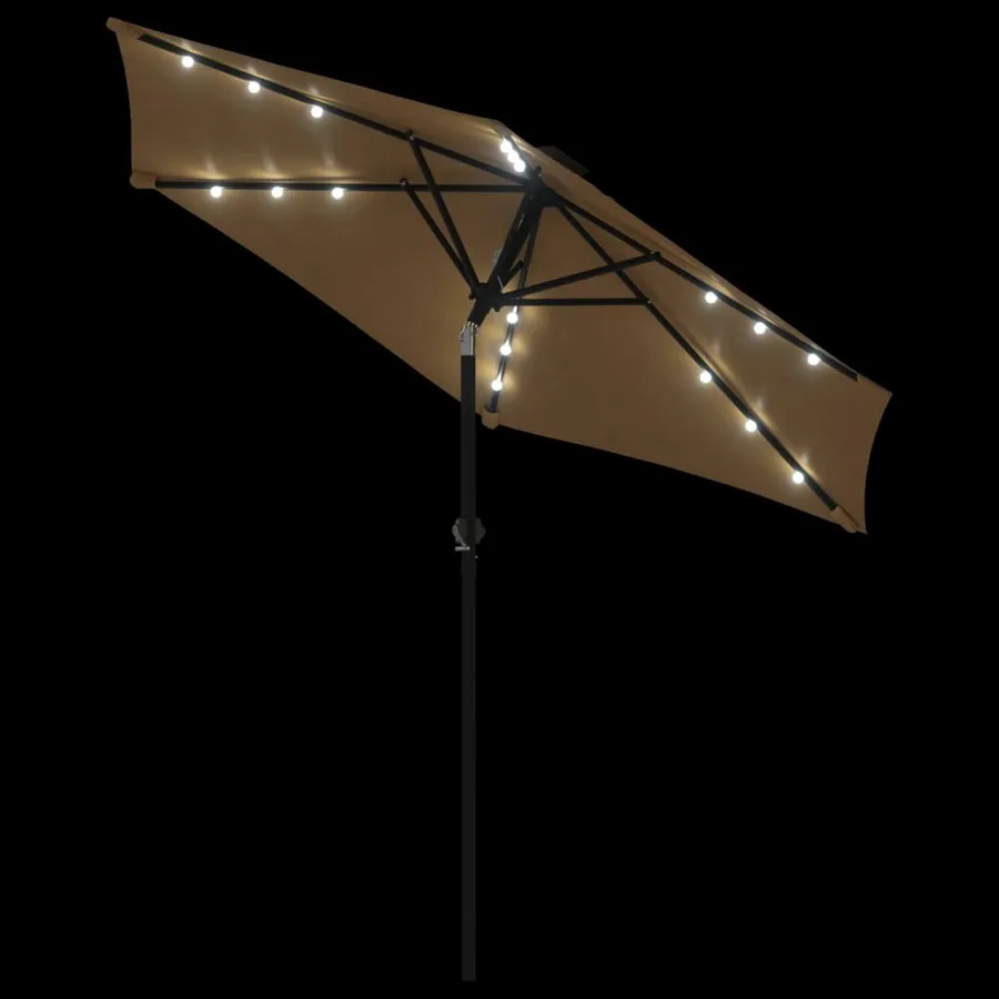 Parasol de jardin avec LED mât en acier taupe 225x225x212 cm - 8