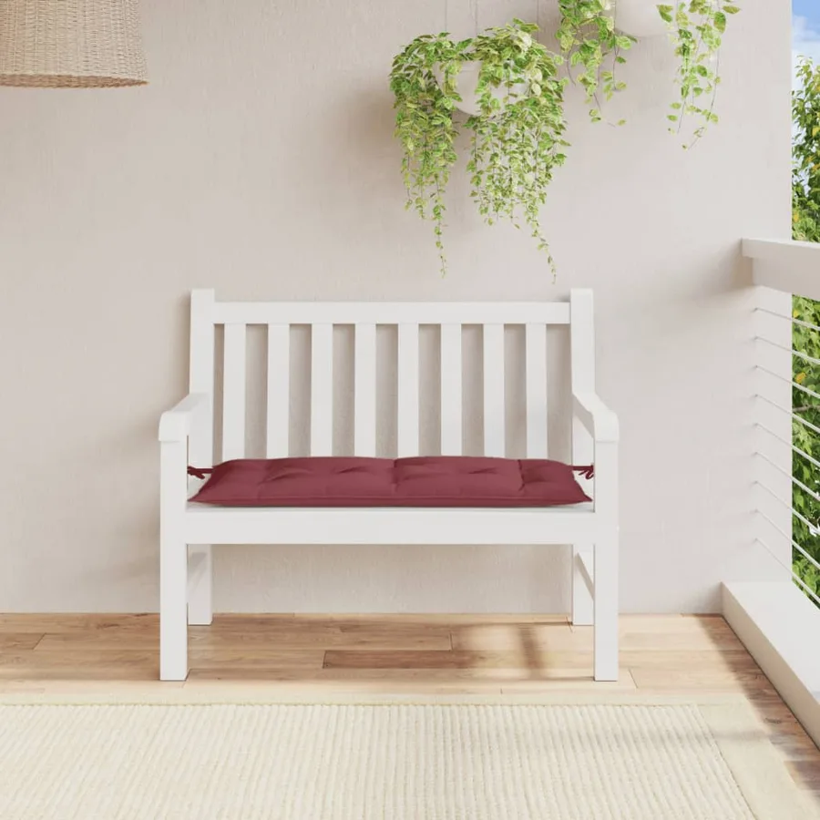 Coussin de banc de jardin rouge bordeaux mélangé tissu - 3