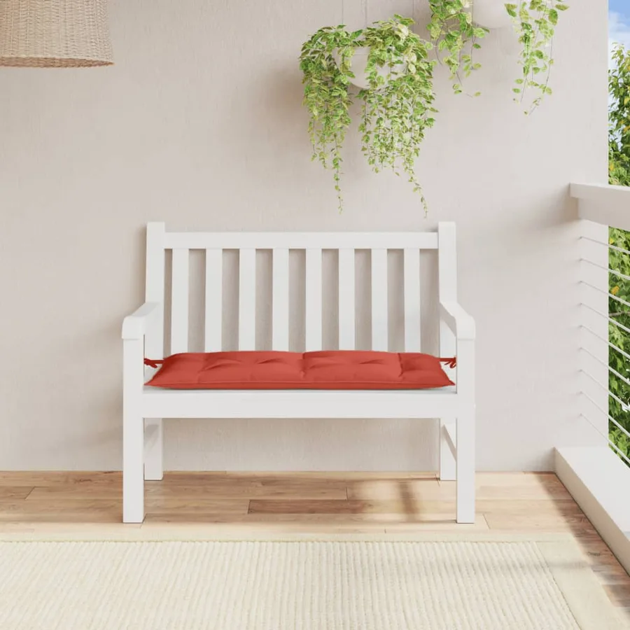Coussin de banc de jardin rouge mélangé 100x50x7 cm tissu - 3
