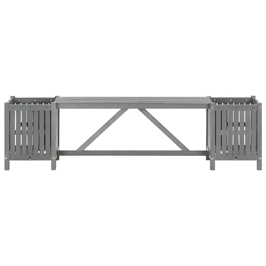 Banc de jardin avec 2 jardinières 150 cm bois d'acacia gris - 4