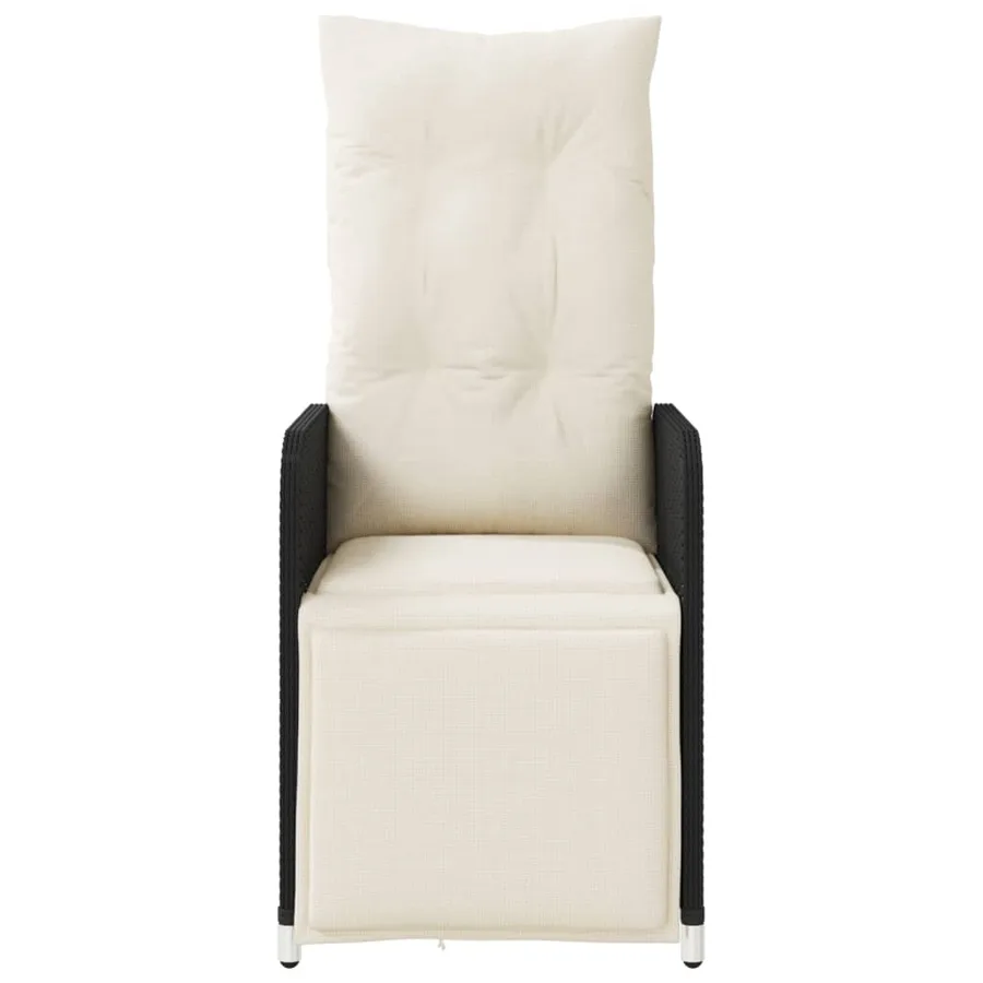 Chaise inclinable de jardin avec coussins noir résine tressée - 4