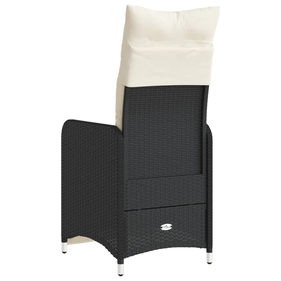 Chaise inclinable de jardin avec coussins noir résine tressée - 6