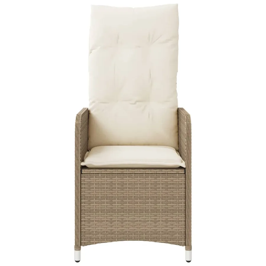 Chaises inclinables de jardin lot de 2 et coussins beige rotin - 4