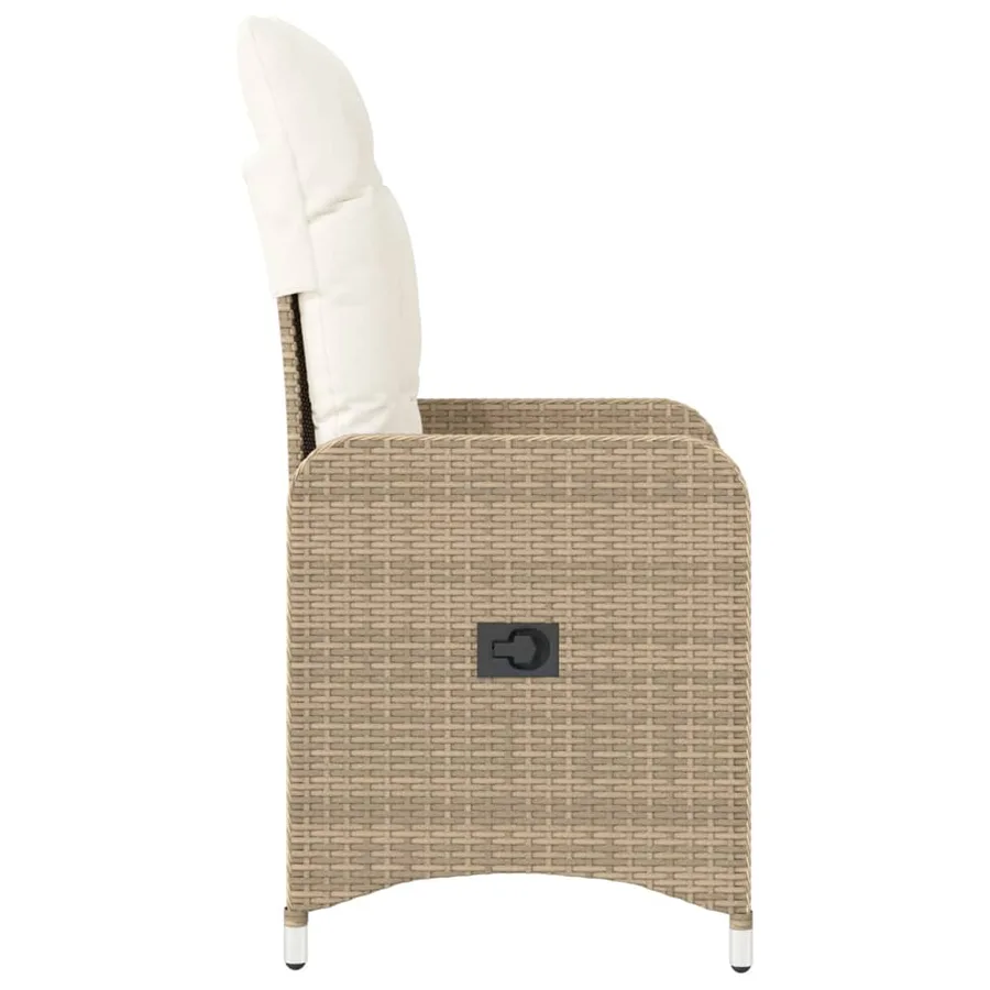 Chaises inclinables de jardin lot de 2 et coussins beige rotin - 5