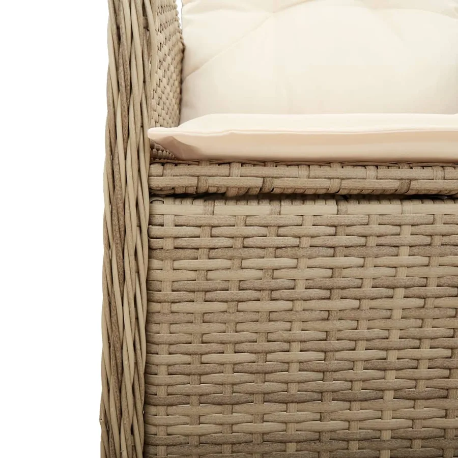Chaises inclinables de jardin lot de 2 et coussins beige rotin - 8