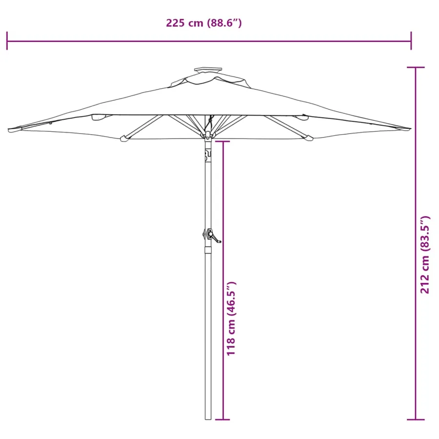 Parasol de jardin avec mât en acier bordeaux 225x225x212 cm - 12