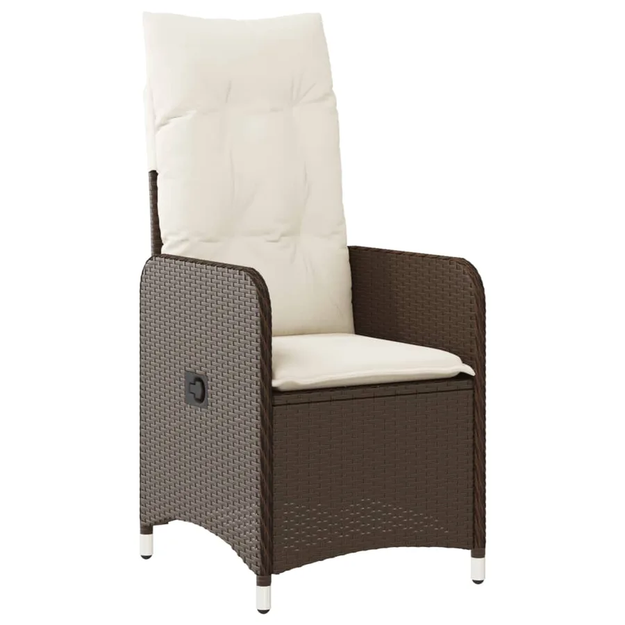 Chaise inclinable de jardin avec coussins marron résine tressée - 2
