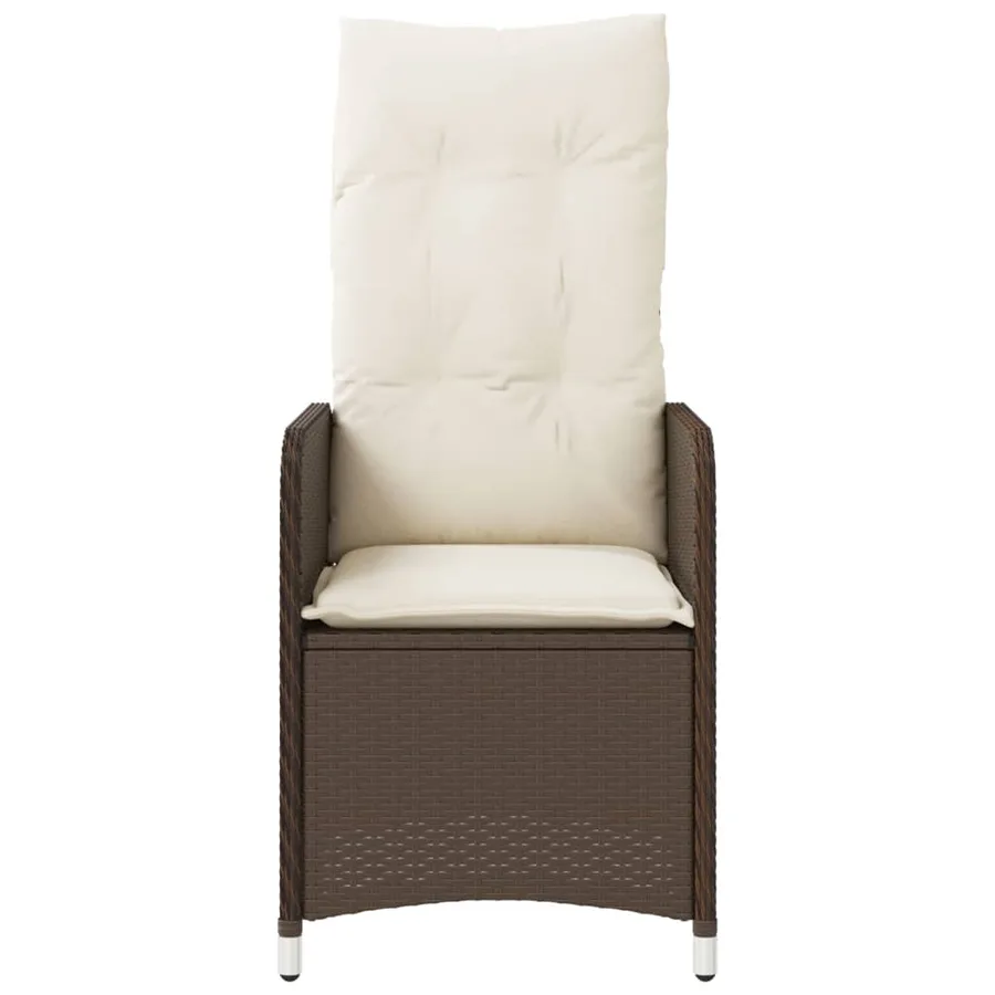 Chaise inclinable de jardin avec coussins marron résine tressée - 4