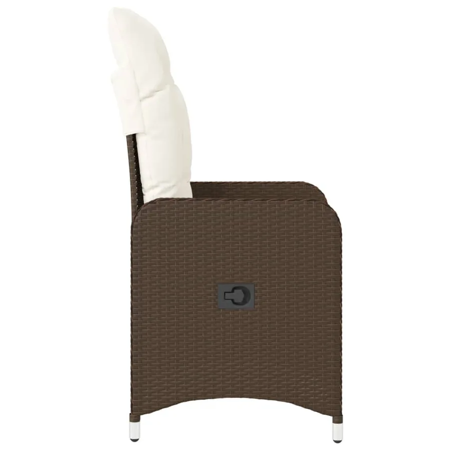 Chaise inclinable de jardin avec coussins marron résine tressée - 5