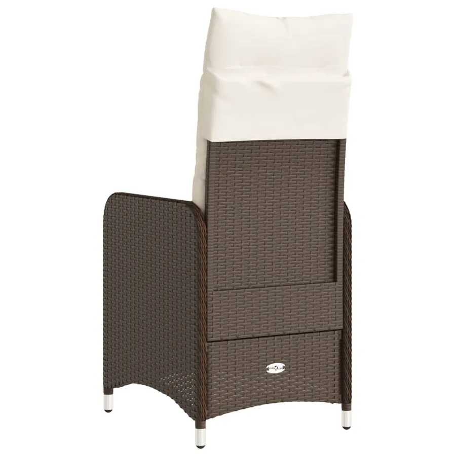 Chaise inclinable de jardin avec coussins marron résine tressée - 6