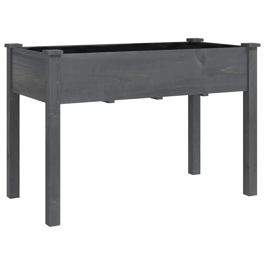 Jardinière avec doublure gris 118x59x76 cm bois massif de sapin - 2