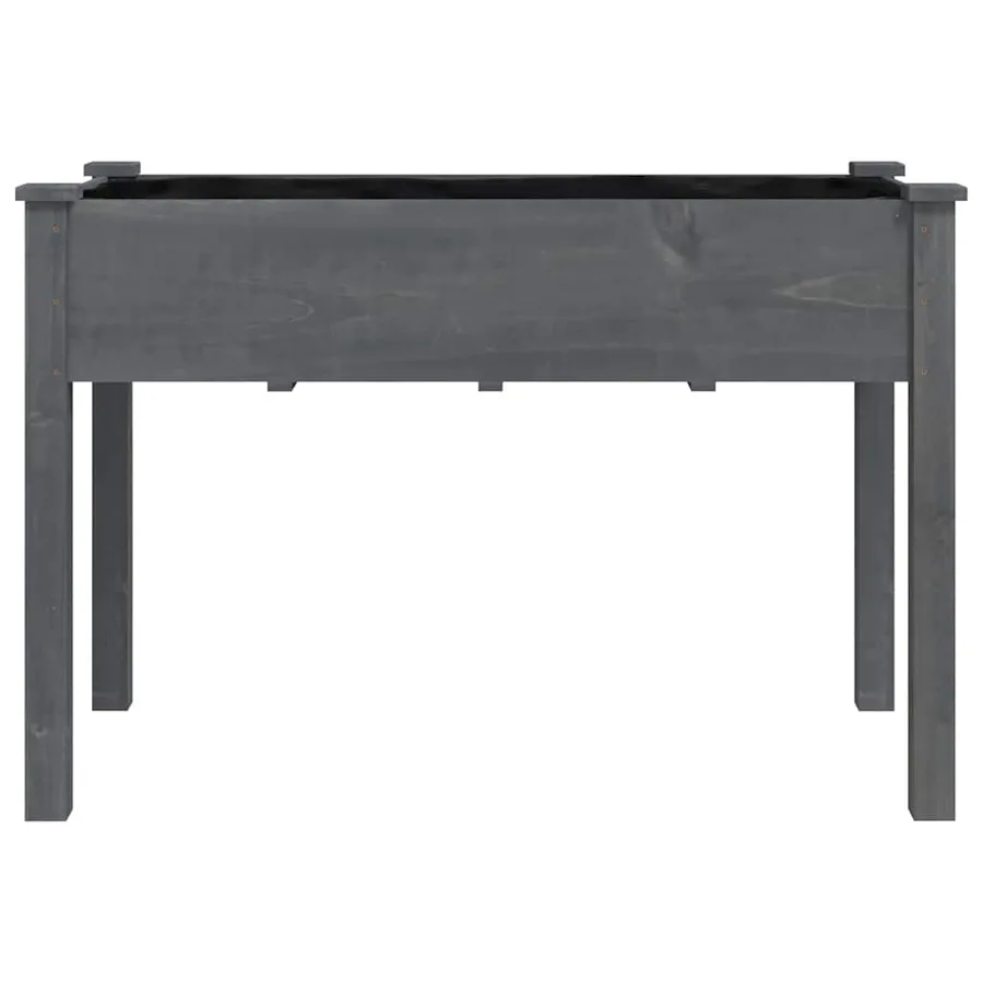 Jardinière avec doublure gris 118x59x76 cm bois massif de sapin - 4