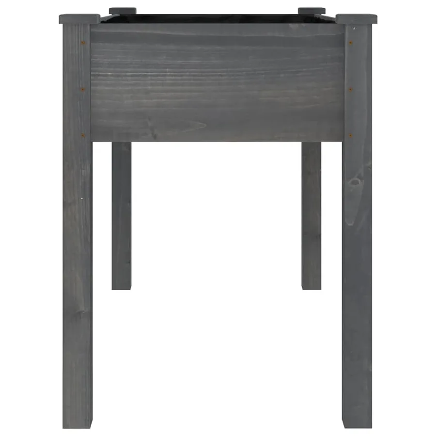 Jardinière avec doublure gris 118x59x76 cm bois massif de sapin - 5