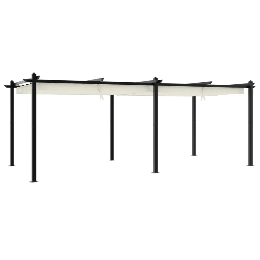 Tonnelle de jardin avec toit rétractable crème 3x6 m aluminium - 2