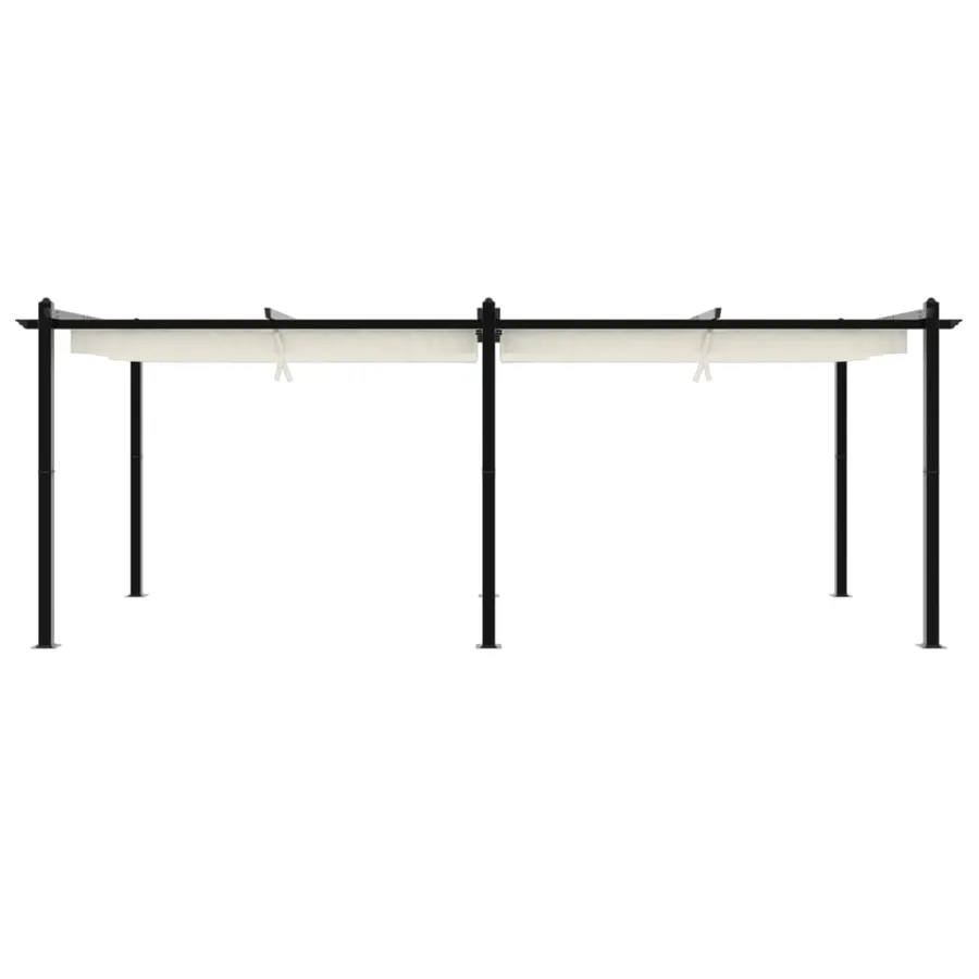 Tonnelle de jardin avec toit rétractable crème 3x6 m aluminium - 4