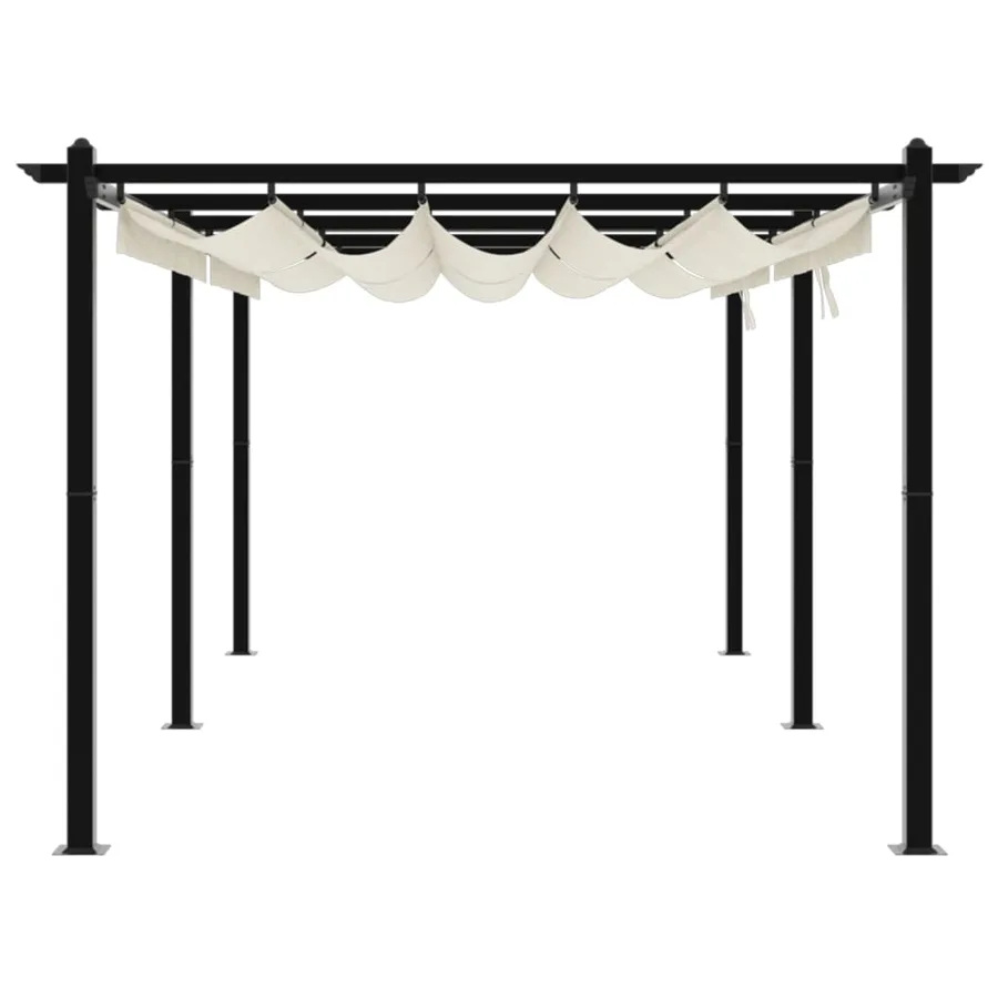 Tonnelle de jardin avec toit rétractable crème 3x6 m aluminium - 5