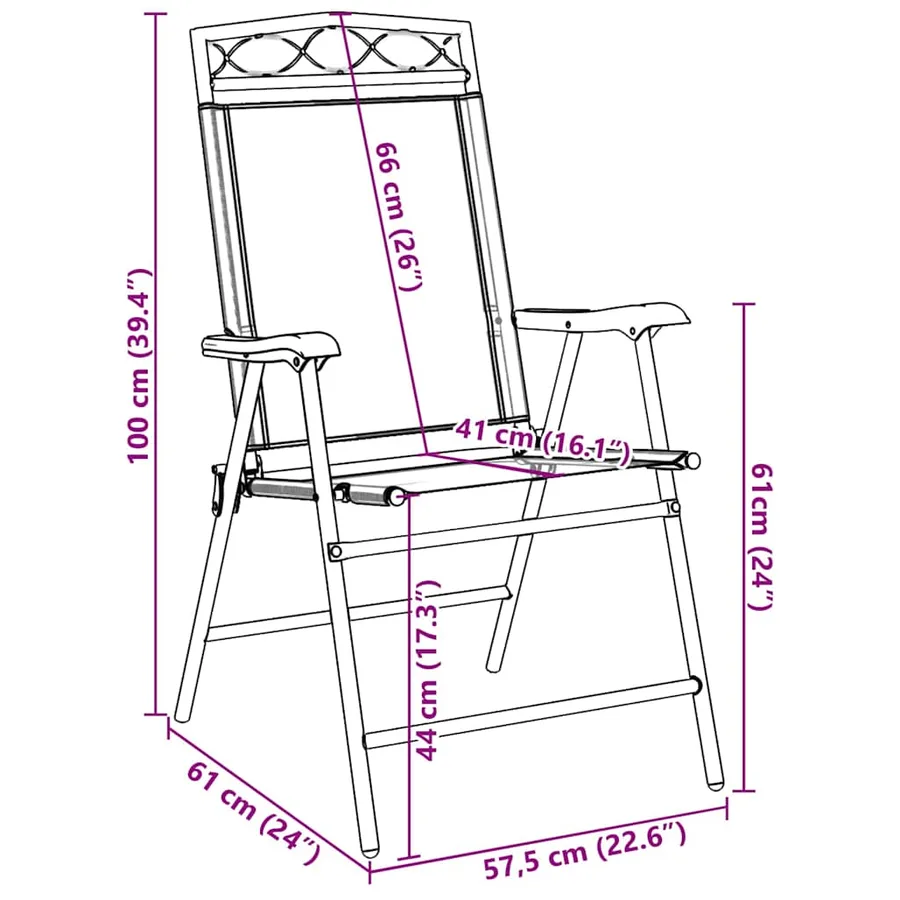 Chaises de jardin pliables lot de 8 en acier et textilène - 12