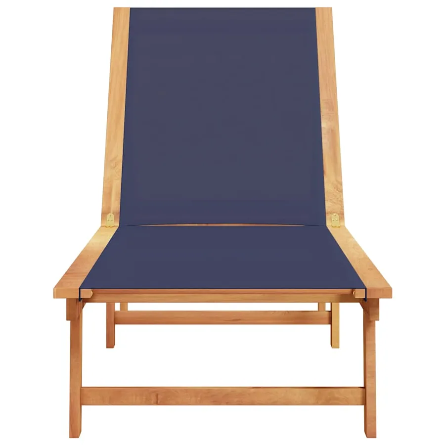 Chaise longue gris bois d'acacia solide et textilène - 13